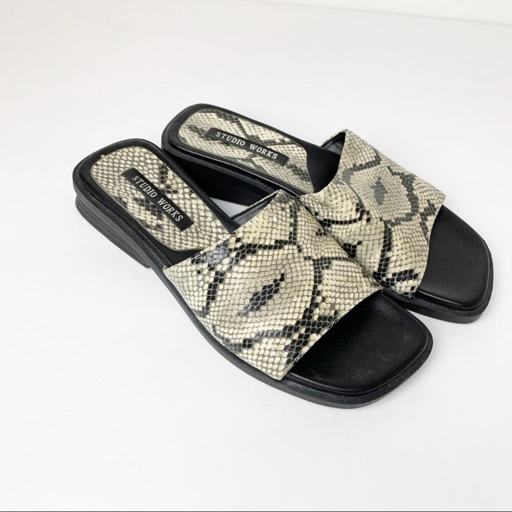 Studio Works Slide On Sandals Python Print Sz 5.5 - image 2